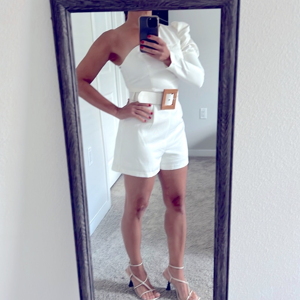 Delicate White Romper with Belt